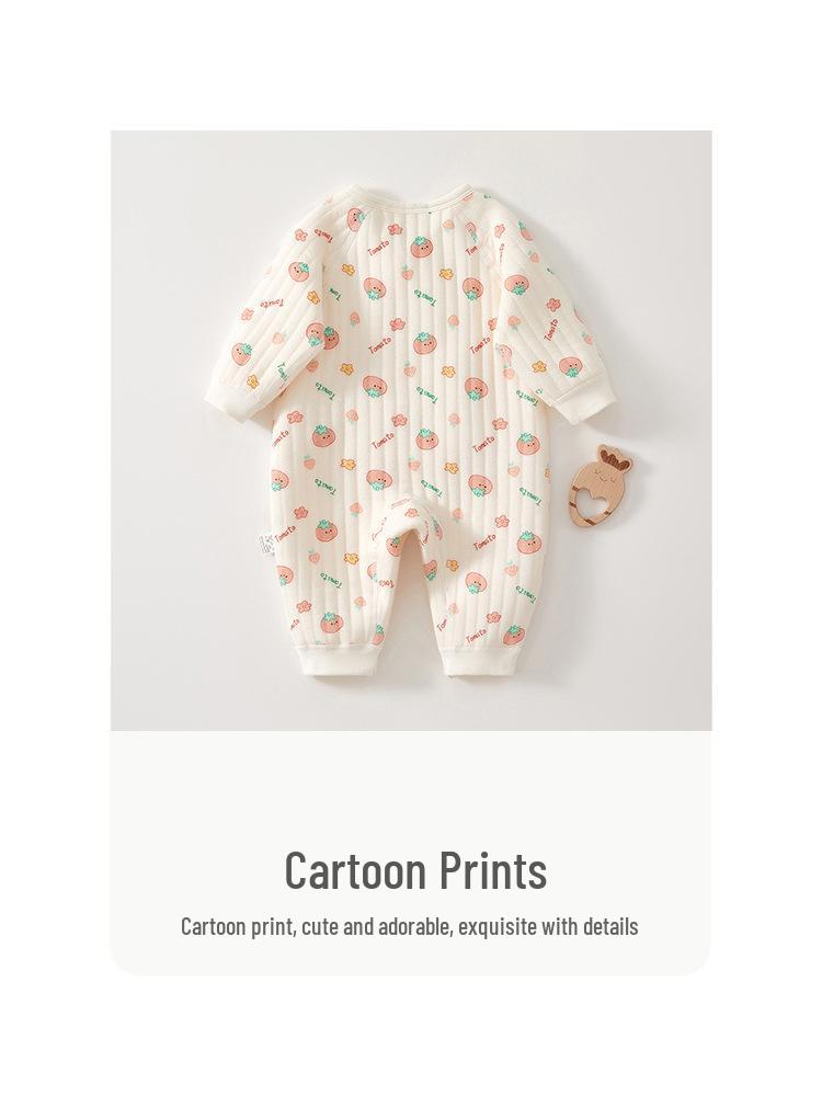 Prošívaná novorozenecká kombinéza - Teplé kojenecké oblečení na podzim/zimu, Velikost 52 (0-3 měsíce), Třída A.