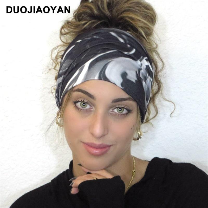 Knot Headband, Color Blocked Pattern Printed Sports Headband, Fashionable Polka Dot Wide Edge Elastic Headband