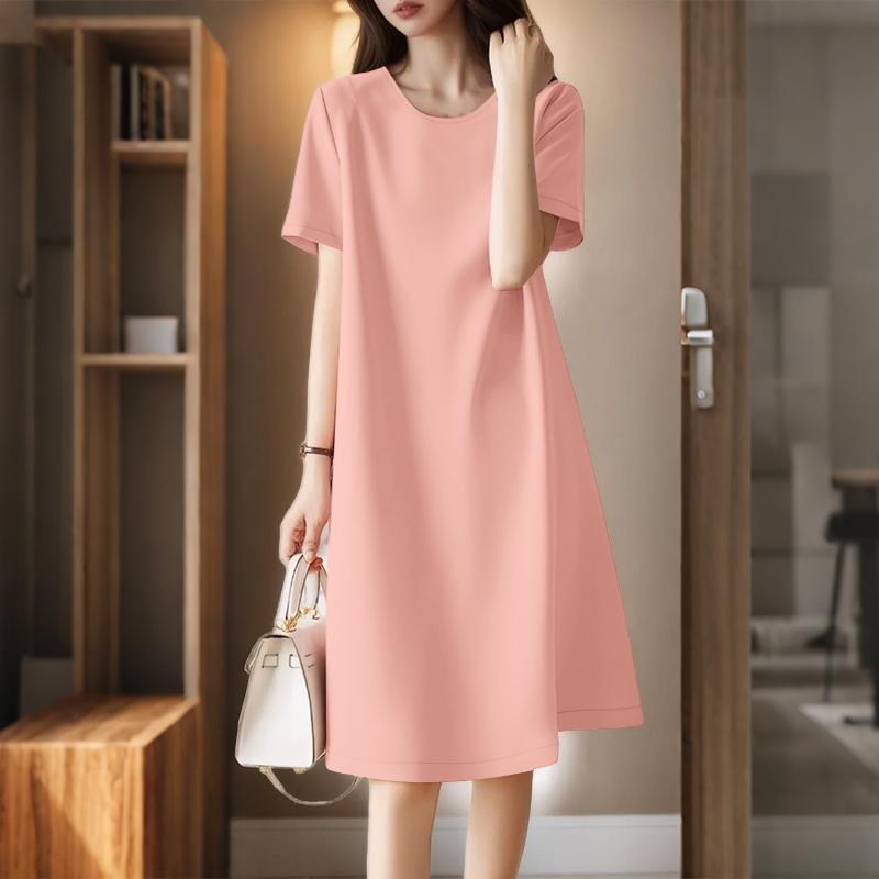 

ZANZEA Женское повседневное платье с круглым вырезом, однотонное, летнее, с коротким рукавом