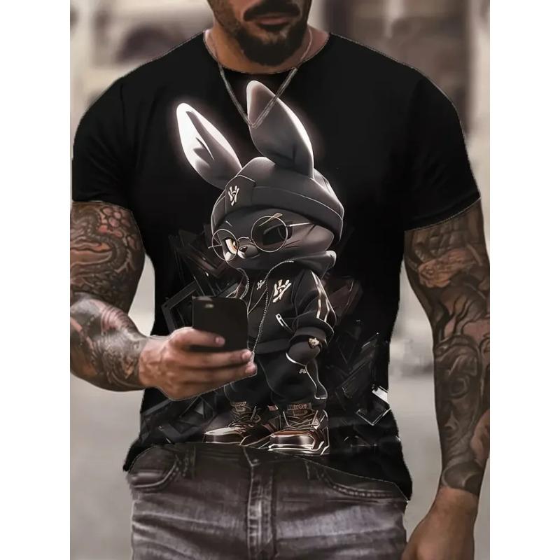 Funny Animal 3D Printing Short Sleeve Summer Outdoor Fashion Wear Tops Large Size Loose Men's T-Shirts