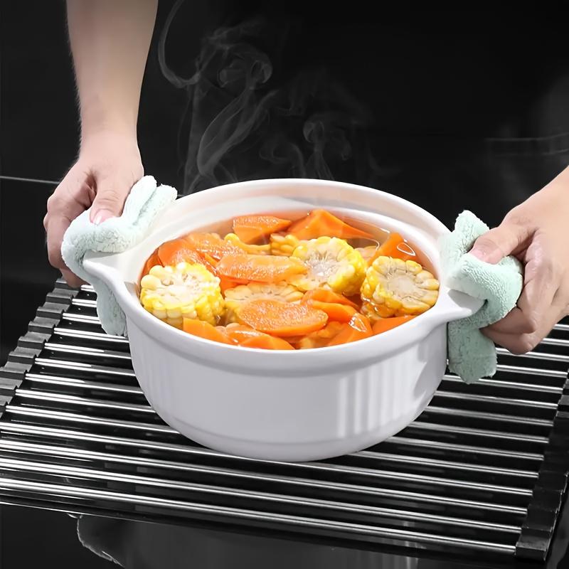 Deluxe Roll-Up Stainless Steel Dish Drying Rack - Space-Saving Over-The-Sink Design, Portable & Anti-Rust,  Dish Drying Rack for Kitchen Counter