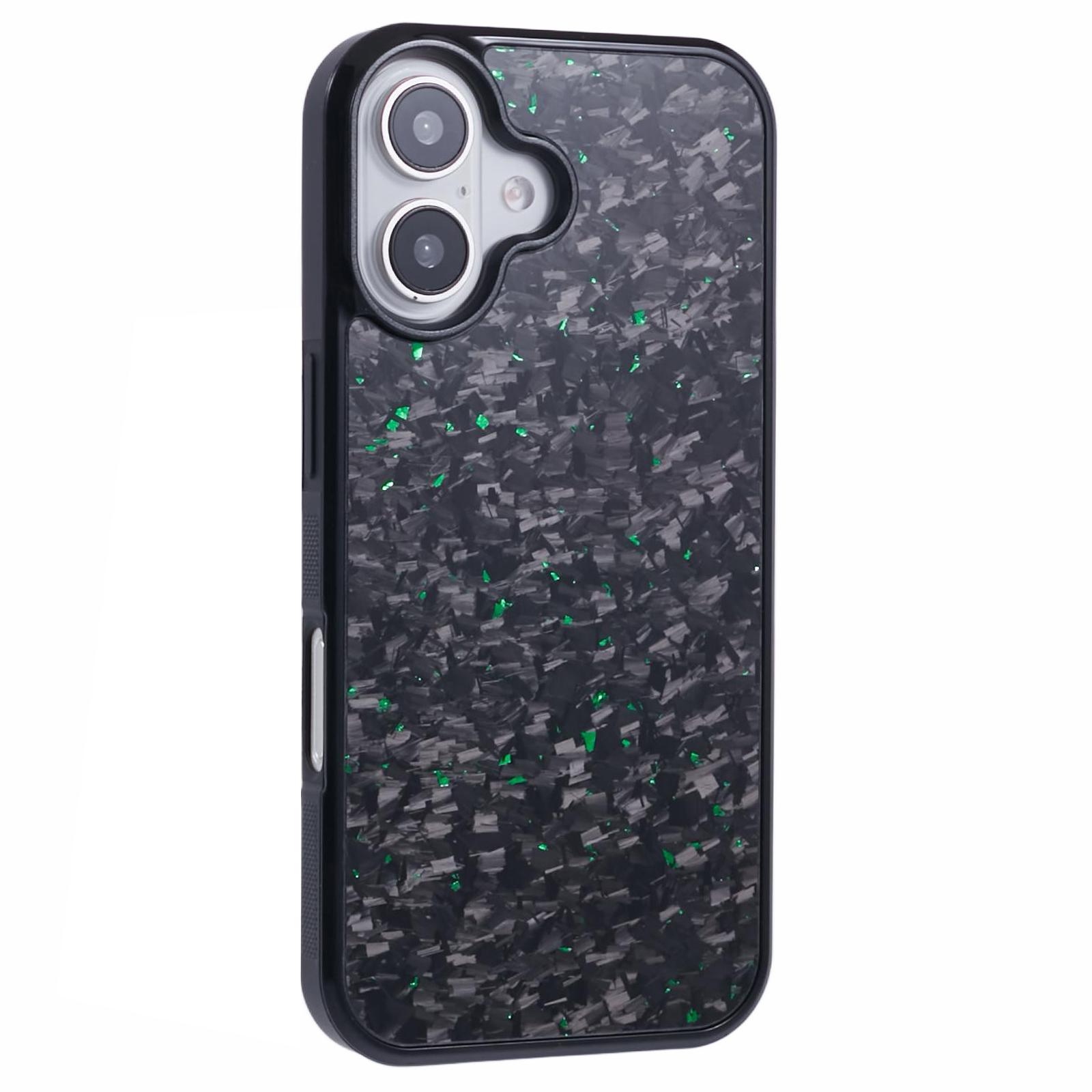 

For iPhone 16 Magnetic Case Forged Texture Aramid Fiber+TPU Anti-Slip Phone Cover - Green