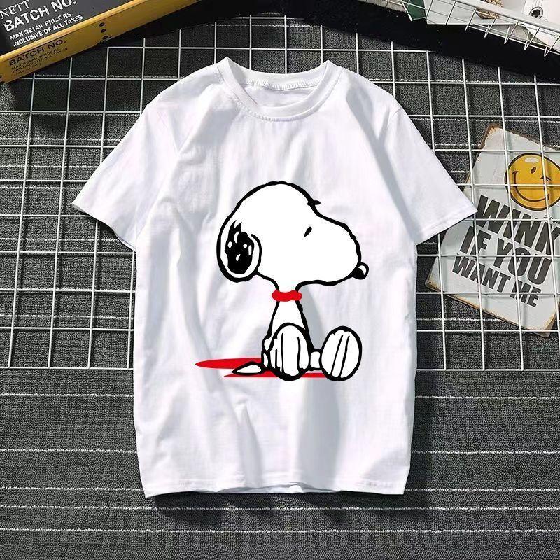 Funny Summer Fashion Snoopy Cartoon Printed Men's and Women's T-Shirts High Quality Cotton Casual Sports Short Sleeves Tops