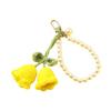 Korean Style Cute Yarn Crochet Girl Keychain with Pearl Chain and Decorative Bag Buckle