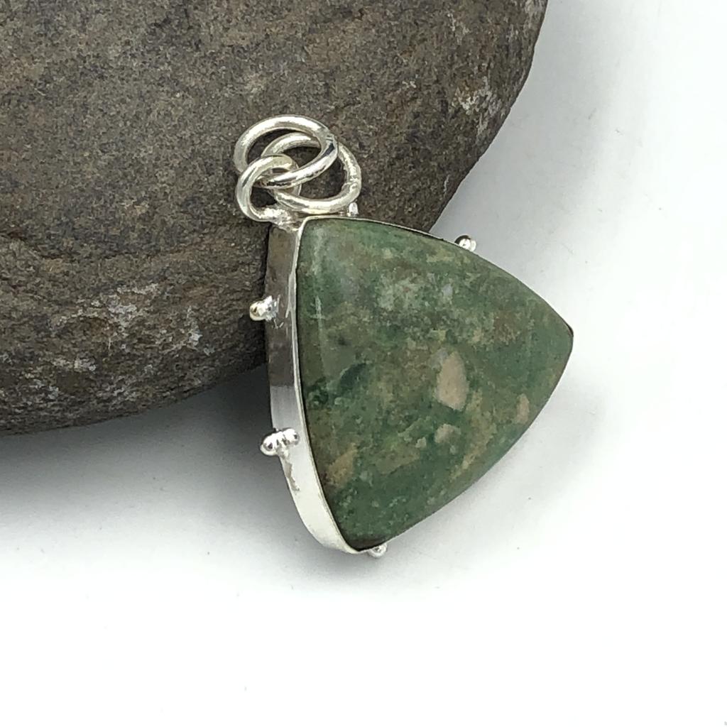 Natural Verasite Gemstone 925 Sterling Silver Jewelry Designer Pendant 1.5" AJP-199