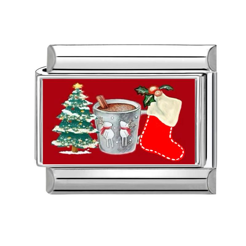 Cute Snowman Dog Santa Claus Snowflake Christmas Tree Italian Charm Links Fit 9MM Stainless Steel Bracelet Women Men DIY Making
