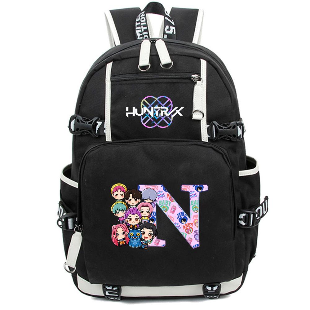 26 English Letter K-Pop Demon Hunters Backpack Large Capacity Bookbag Laptop Unisex Student Boy Girl School Bag Large Capacity Travel Outdoor Bag Gift
