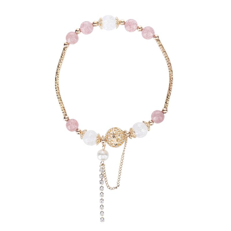 Qiaoen Exquisite Strawberry Crystal Bracelet for Women - Luxury Niche Design Beaded Jewelry, Perfect Bestie Gift