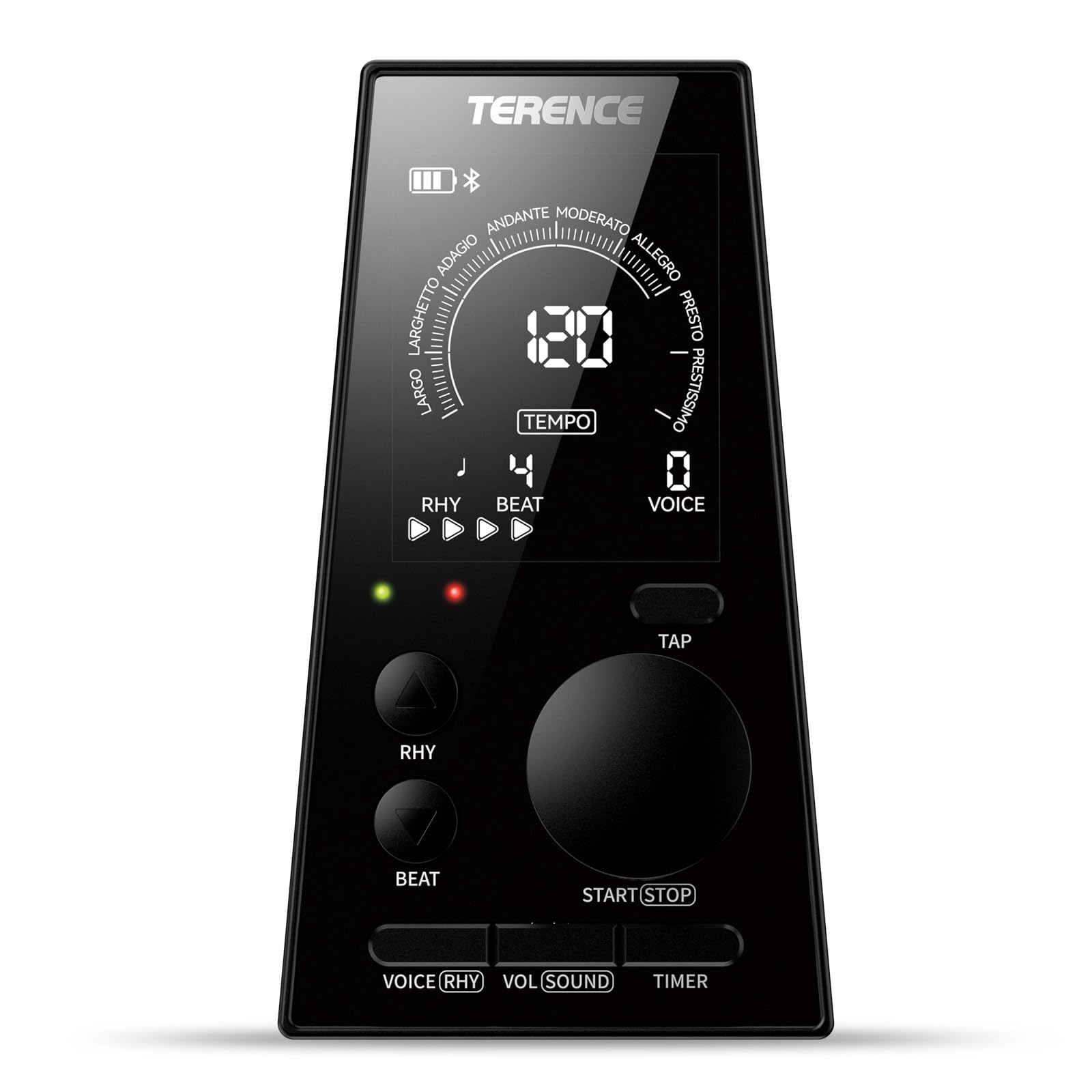 TERENCE Metronome - High-Precision Electronic Digital Metronome with Built-in Rechargeable Battery, C4-B4 Standard Tone & Tempo Settings, Volume Contr