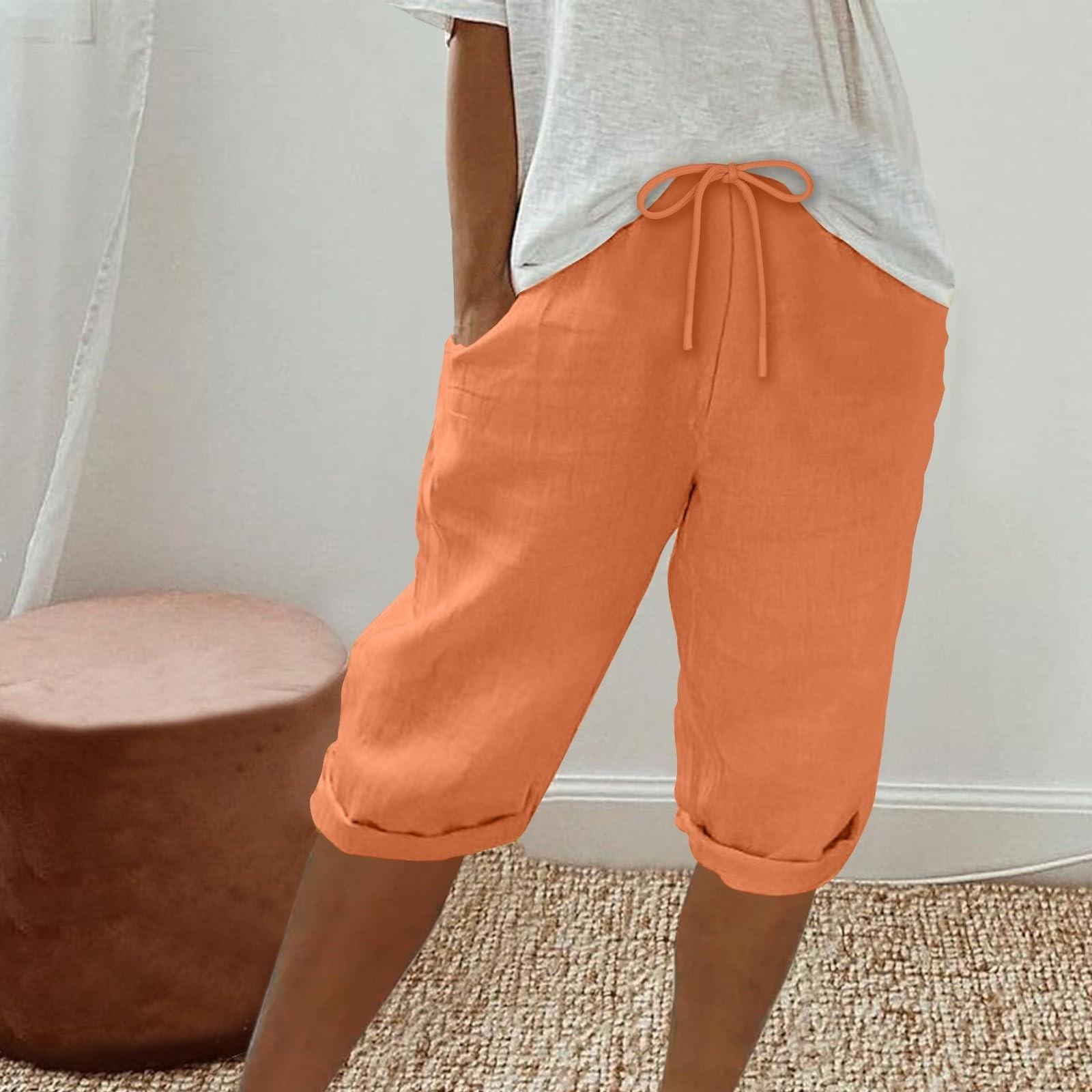 

Женские льняные шорты, повседневные шорты с высокой талией, шорты на шнурке с карманами XXL