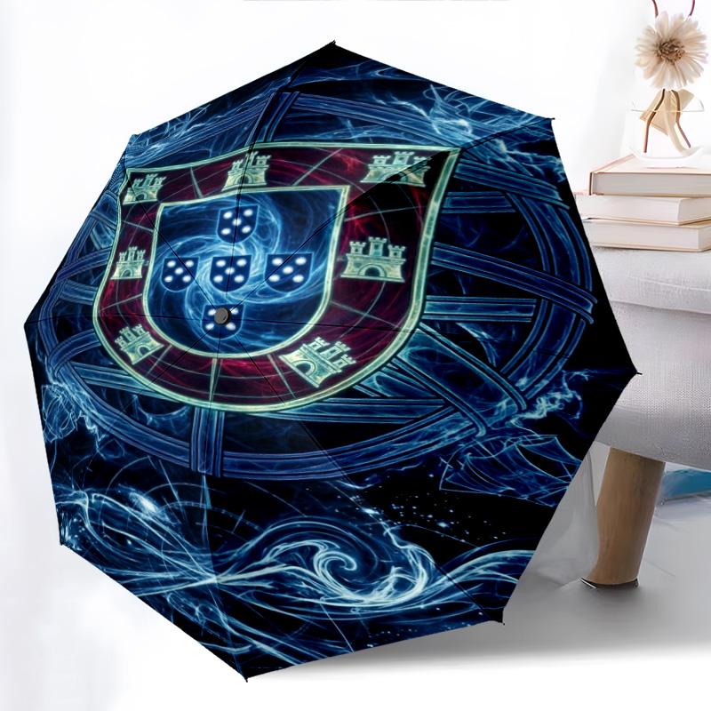 Portuguese Heritage Emblem Folding Umbrella Portable Travel Printing Travel Light