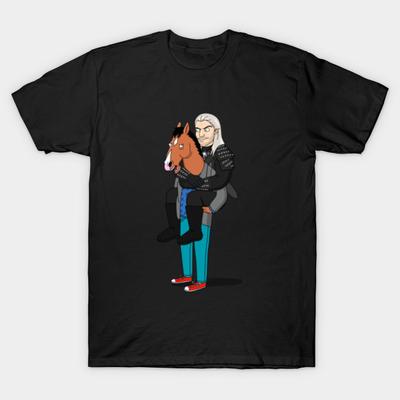 Camiseta Estampada Negra para Hombre Camiseta Súper Grande the witcher roach casting Impresión con Papel de Transferencia sin Corte Camiseta de Algodón