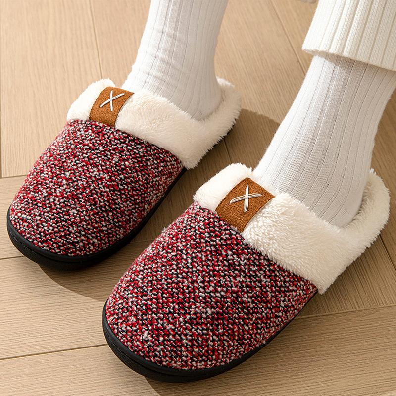 Fashion All Match Mix Color Fur Slippers Women Comfort Faux Fur Indoor Plush Slippers Woman Non Slip Round Toe Cotton Slides Mujer