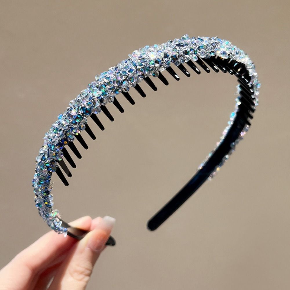 Sweet Rhinestones Antislip Hairband Pearl Face Wash Hair Hoop Fashion Crystal Teeth Headband  Women