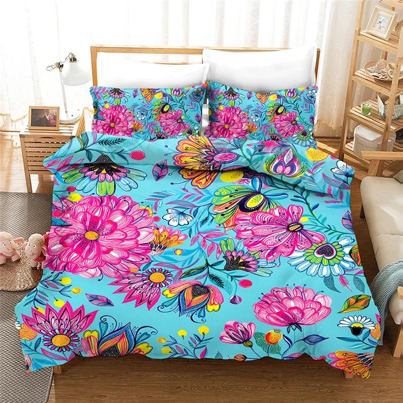 

100% High Quality Duvet Cover Sets Tropical Rainforest Flowers Bedding Set EU Double 200x200 Cm Queen King Bed Sets Wholesale EU single(135x200cm)