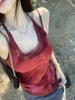 Harajuku Summer Sweet Vintage Print Tank Top Y2k Aesthetic Sexy Slim Fit Tanks Women Streetwear Irregular Camisoles
