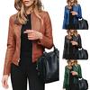 Frauen Mode Herbst Winter Jacke Kurze Faux Leder Anzug Mantel Outwear Kleidung