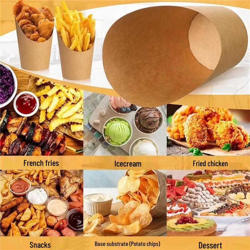 Lantuan Kraft Paper Slanted Cups for Egg Waffles & Fries