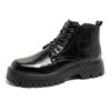 Fashion men's casual business office platform boots lace-up natural leather shoes cowboy spring autumn chunky boot black ankle botas man