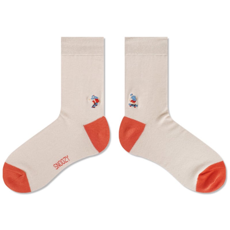 

SNOOZY Skateboarder Embroidered Socks (Beige Orange) FREE