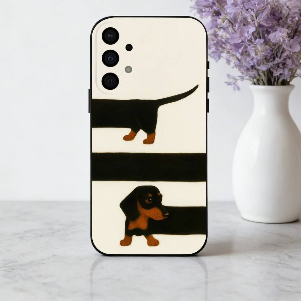 D-Dachshund S-Silhouette ART D-Dog Phone Case For Samsung Galaxy A73,A72,A71,A70,A53,A52,A51,Soft Silicone Black Cover