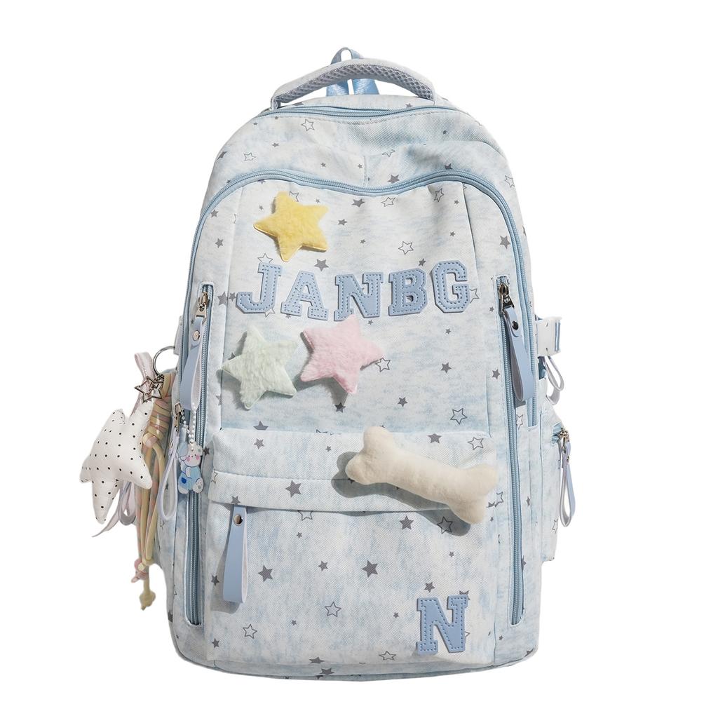 Schoolbag New High-value Star Schoolbag Women's Large-capacity Lightweight Backpack Campus Wind Letter Backpack Student Make-up Bag
