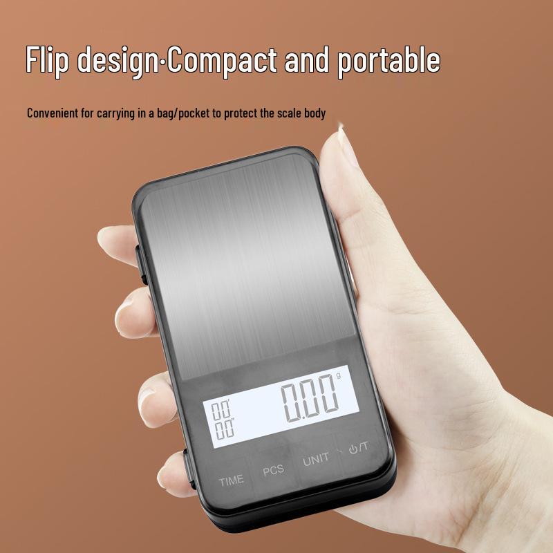 Coffee Scale Mini Precision Balance, 2kg Pocket Scale with 0.01g Accuracy, Jewelry and Carat Gold Scale for Medicinal Materials