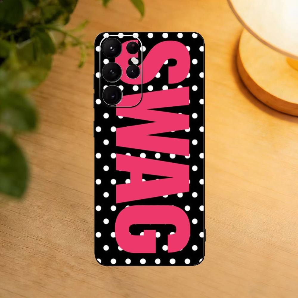 

Luxury Y2K Style SWAG Phone Case For Samsung S25,S24,S21,S22,S23,S30,Ultra,S20,Plus,Fe,Lite Black Shell Samsung S25Plus