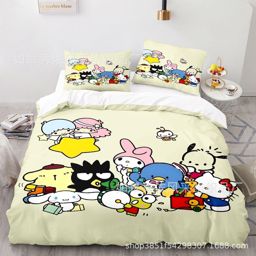 Sanrio Little Twin Stars Bedding Sets Comforter Quilt Bed Cover Duvet Cover Pillow Case 2-3 Pieces Sets Kids Adult Size