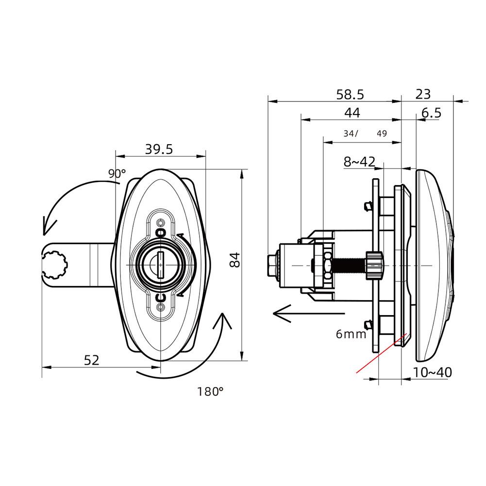 85×46.7×61mm Cabinet Lock Anti-Pry Type IP65 Security