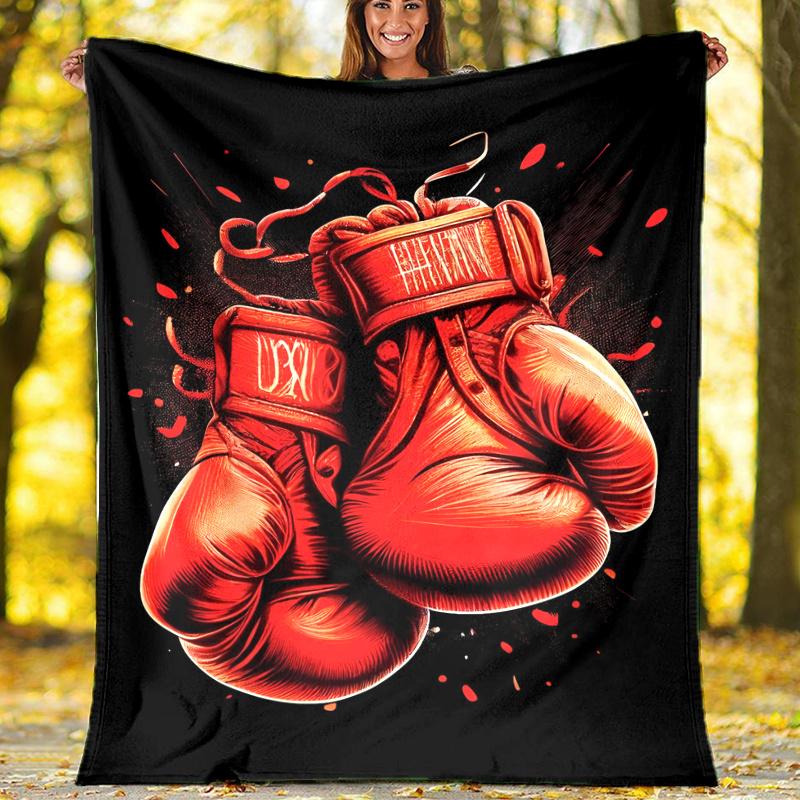 boxing Theme Printed Blanket,Perfect for Couch, Bed, Travel & Outdoor Use | Machine Washable, Cozy & Durable.