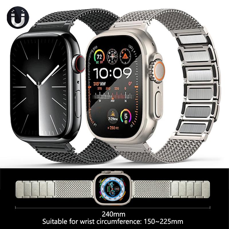 Magnetic Stainless Steel Loop Strap For Apple Watch Ultra 2 49mm 41 45mm Milanese Band for iWatch series 9 8 7 6 5 se 42mm 44mm