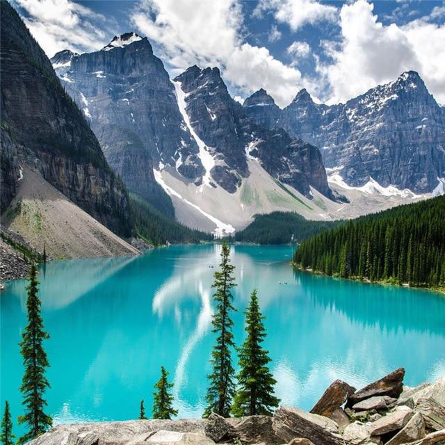 Pictură cu diamant 5D DIY, cerc complet, peisaj, arbore, reflecție, broderie, pictură cu punct de cruce