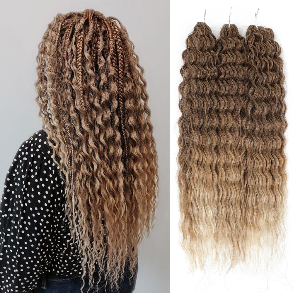 Păr Crochet Curl 22  300g Ombre Gri Portocaliu Blond Sintetic Wave de Apă Răsucire Extensie Păr Crochet Curls Afro Împletitură 22inches&3Pcs/Lot gray
