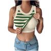 Women's Fashion With Bra Round Neck Striped Vest Sexy Bottom Top