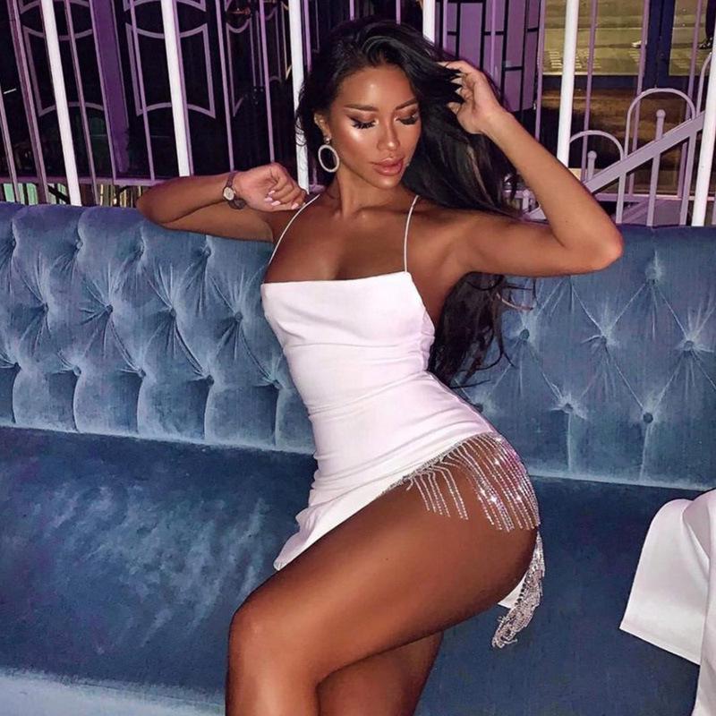 European & American Style 2024 Summer Women's Off-Shoulder Backless Pendant Hem Dress