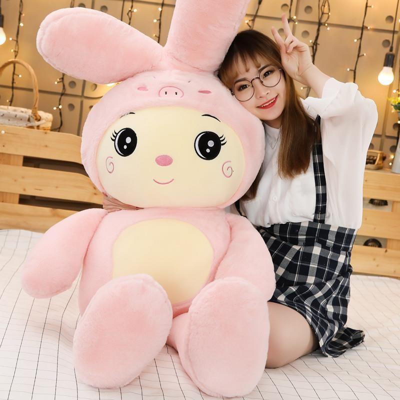 Large Plush Rabbit Toy Pillow Adorable Soft Stuffed Bunny Doll For Kids Gifts