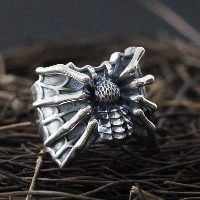 Thai Vintage Stylish Silver Spider Ring For Women Perfect For Punk Lovers Fashion
