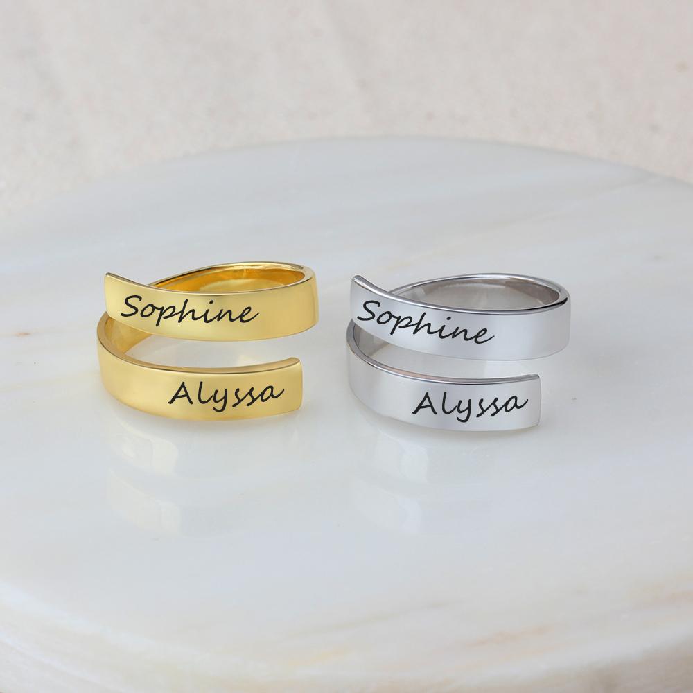 Personalized Gold Tone For Women Color Rings Copper Adjustable Name Engraved Rings Celebration Gathering Birthday Giveaway GiftsParty Present