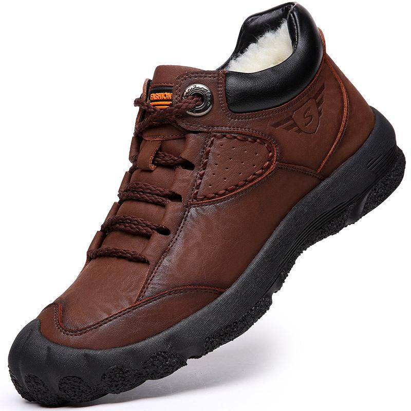 Frühling Männer Wanderschuhe Männer Plüsch Super Warm Schnee Stiefel Für Männer Wandern Turnschuhe Männer Stiefeletten Outdoor Bergsteigen Schuhe