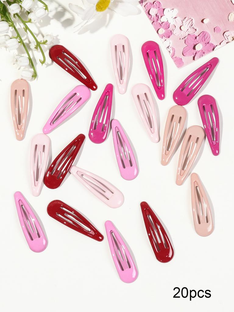 12/20Pcs Colorful Metal Snap Hair Clips 2 Inch Black Barrettes for Women Styling Non-Slip Waterdrop BB Hairpins Accessories