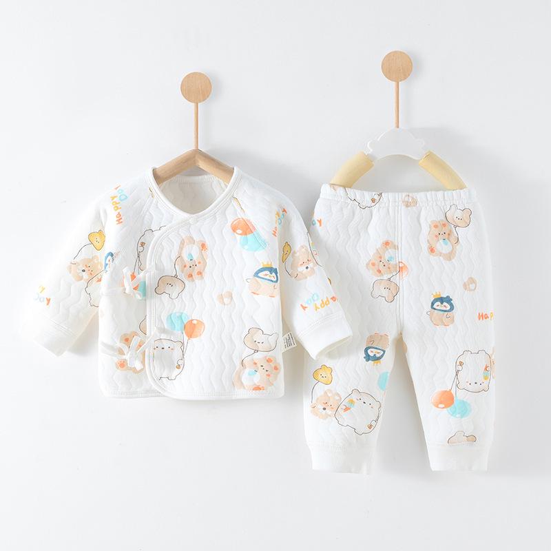 Newborn Quilted Cotton Winter Set: Boneless Two-Piece Outfit for Autumn and Winter
