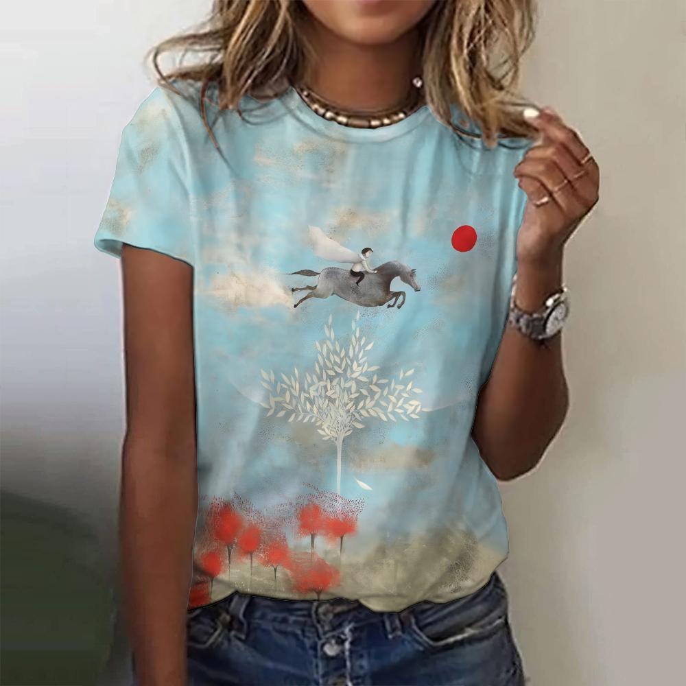 

Новая винтажная женская летняя футболка с оригинальным дизайном и принтом, женская трендовая одежда большого размера, модная рубашка с короткими рукавами, топ с круглым вырезом XL