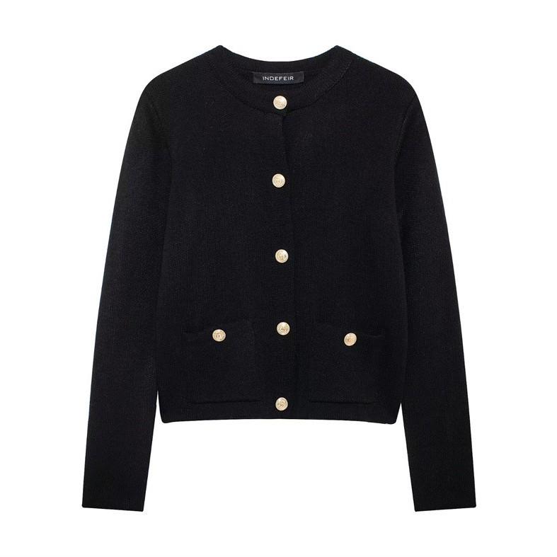 2025 Autumn/Winter New Arrival European & American Style Round Neck Long Sleeve Knit Cardigan