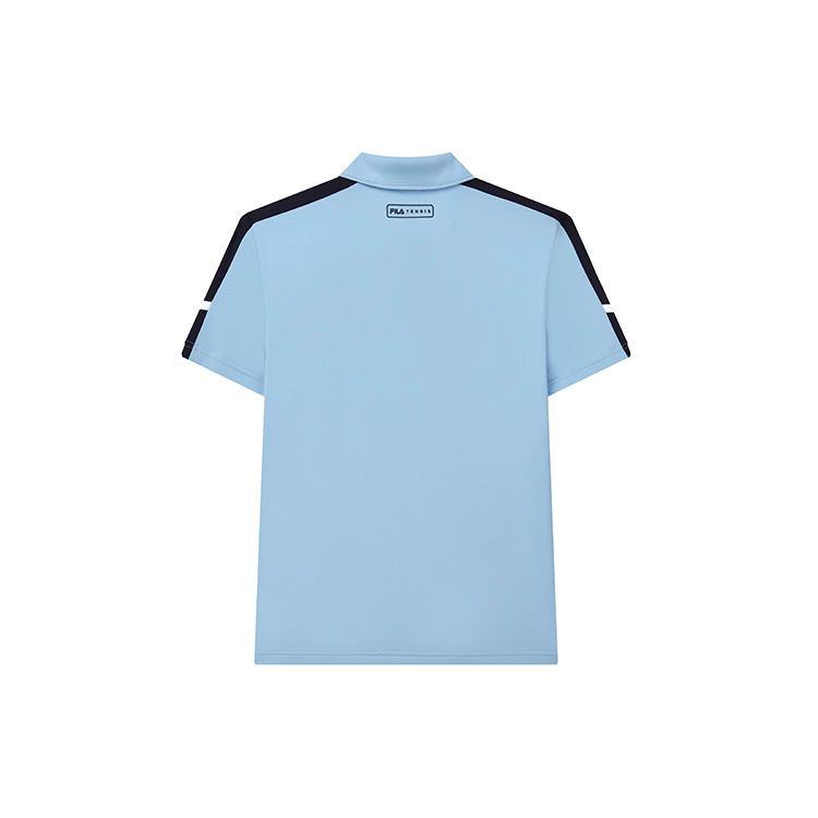 Fila Athletics Solid Color Casual Tennis Knit Polo Shirt Men Tops Twilight-Blue A11M223105F-LB