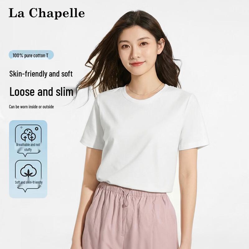 La Chapelle Women's Cotton Loose Fit Short Sleeve T-Shirt