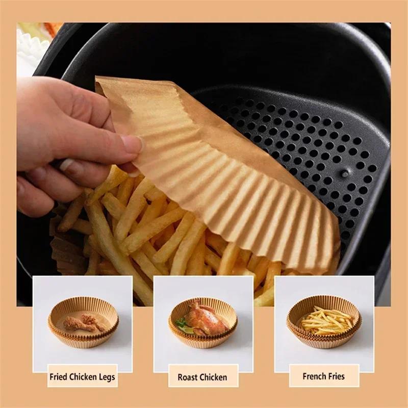 50Pcs Air Fryer Baking Paper for Barbecue Plate Round Oven Pan Pad 16/20cm AirFryer Oil-Proof Disposable Paper Liner Cake Tools