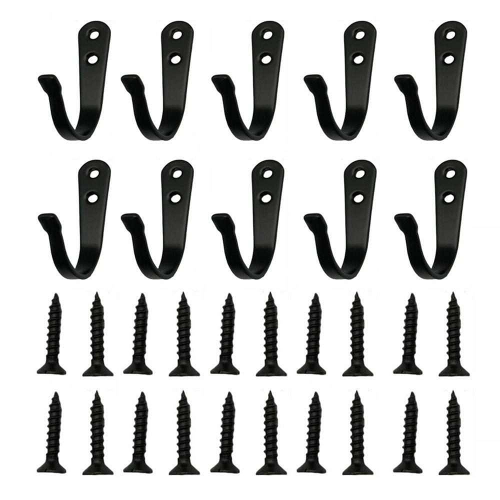 10Pcs Retro Style Wall Mounted Coat Hooks Iron Coat Single Hanger  Bedroom Storage