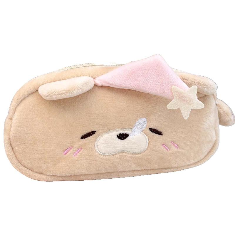 New Plush Little Bear Little Pig Pencil Case Cute Makeup Bag Large Capacity Portable Stationery Storage Pouch Zipper Pen Case