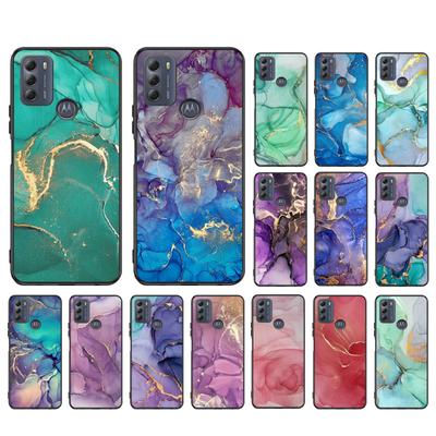 Coque Marbrée Verte Bleue Violette pour Motorola Moto Edge 20 Edge 20 Lite E7 Power E40 E20 One Action G10 G Play G22 G52 G60 E32 G8